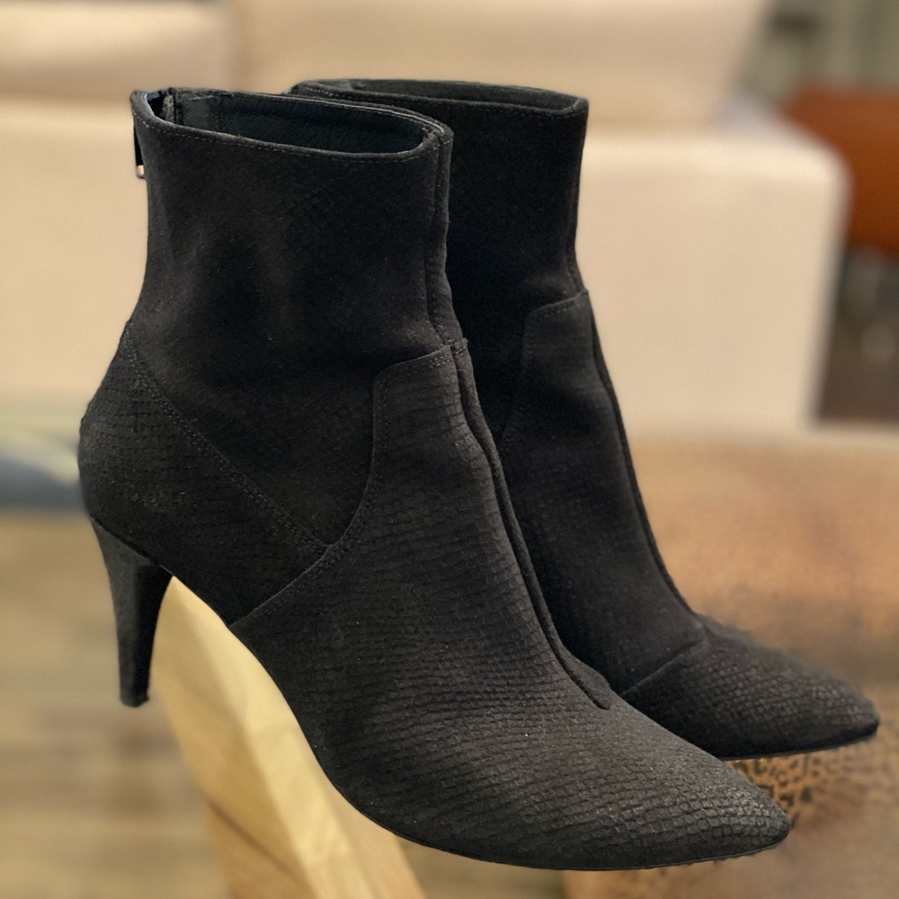 Free People Black suede booties.